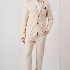 Giacca Monopetto Sartoriale Sabbia con interni e pochette in tessuto V2