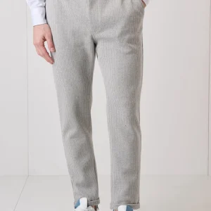 Pantalone Sartoriale Gessato Grigio con bottone e interni in tessuto V2