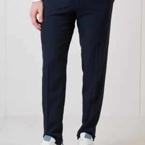 Pantalone di Alta Sartoria Blu con bottone interamente foderato in tessuto V2