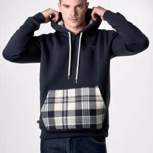 Felpa Cappuccio Blu con tascone e interno in tessuto V2