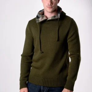 Maglione Cappuccio Oslo Verde Militare con interno in tessuto V2