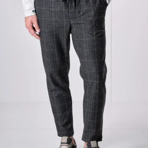 Pantalone Sartoriale Pied de Poule Verde Militare con elastico in vita e interni in tessuto V2