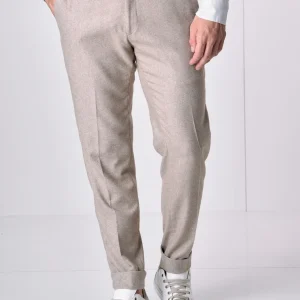 Pantalone Alta Sartoria Slim Spigato Sabbia con interni in tessuto V2
