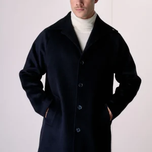 Cappotto Sartoriale Monopetto Diplomatico Blu con fodera interna in Tessuto V2