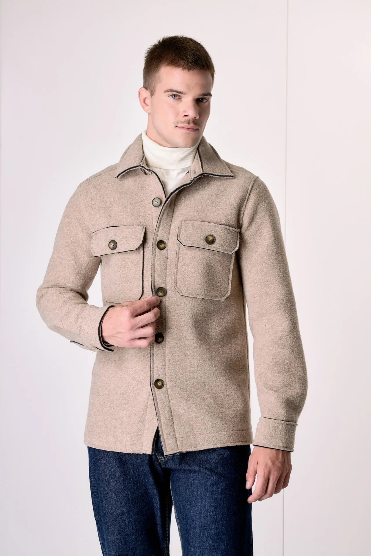 Sahariana in lana cotta accoppiata Sabbia - immagine 3