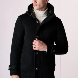 Parka punto riso Nero con fodera interna in Tessuto V2