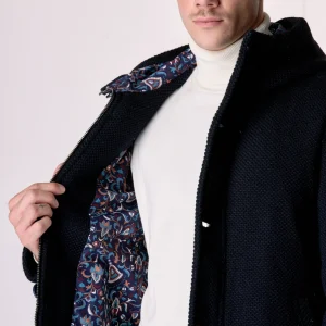 Parka punto riso Blu con fodera interna in Tessuto V2