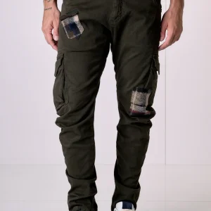 TEXAS - Cargo Slim Moro con Patchwork in tessuto V2