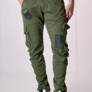 TEXAS - Cargo Slim Verde Militare con Patchwork in tessuto V2