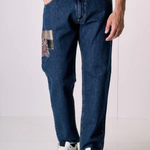 DETROIT - Jeans Loose Fit - Blu con patch frontali e salpa in tessuto V2