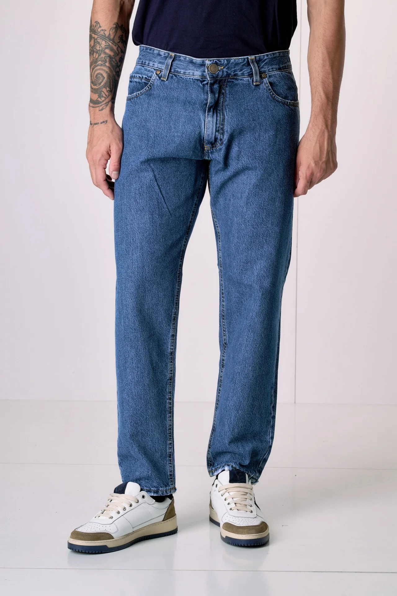 DETROIT - Jeans Loose Fit - Azzurro con salpa in tessuto V2