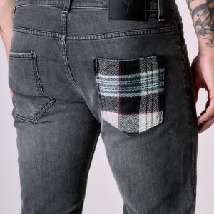 NEW YORK - Pantalone Slim Fit - Antracite con tasca in tessuto V2