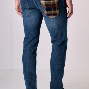 NEW YORK - Pantalone Slim Fit - Blu con tasca in tessuto V2