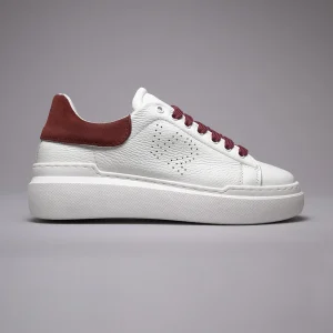 HAMMER - Sneakers a suola alta in pelle martellata con retro scamosciato e lacci Bordeaux