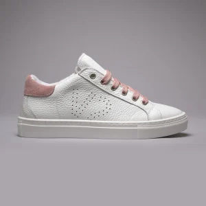 TENNIS - Sneakers a suola bassa Bianca con retro e lacci Rosa Cipria