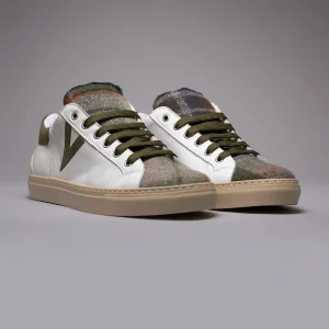 OLYMPIC - Sneakers a suola bassa in pelle Bianca con linguetta in tessuto