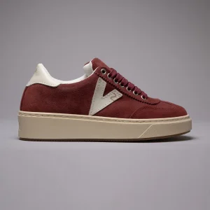 SUÈDE - Sneakers in pelle scamosciata Bordeaux con inserti e retro Bianco