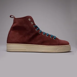 TEDDY - Stivaletto in pelle scamosciata Bordeaux e lacci Ottanio