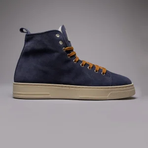 TEDDY - Stivaletto in pelle scamosciata Blu e lacci Cuoio