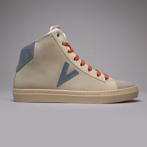 OLYMPIC MID- Sneakers alte Sabbia con retro e inserto Jeans