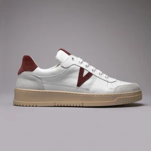 COLLEGE - Sneakers Bianca con retro e inserto scamosciato Bordeaux