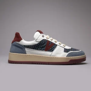 COLLEGE - Sneakers Bicolor Bordeaux e Jeans con inserti in tessuto V2