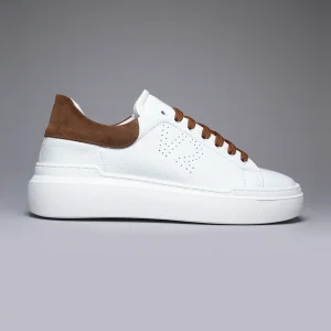 HAMMER - Sneakers a suola alta in pelle martellata con retro scamosciato e lacci Moro