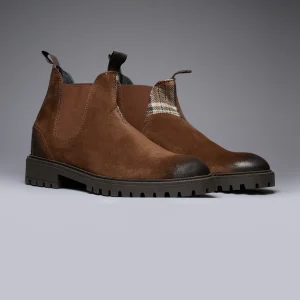 SHERLOCK - Stivaletto scamosciato Moro con inserto in tessuto V2