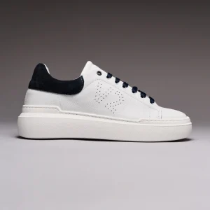 HAMMER - Sneakers a suola alta in pelle martellata con retro scamosciato e lacci Blu