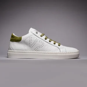 TENNIS - Sneakers a suola bassa Bianca con retro e lacci Verde Pesto