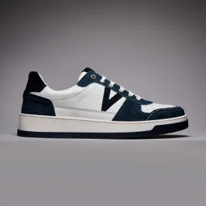 COLLEGE VINTAGE - Sneakers Bianca con inserti canvas in cotone Blu