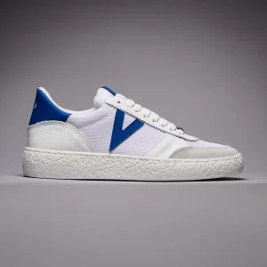 ATENA - Sneakers a suola bassa Bianca con inserti gommati Blu Royal