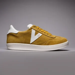 SUÈDE - Sneakers in pelle scamosciata Senape con inserti e retro Bianco