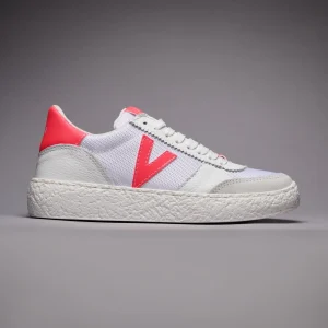 ATENA - Sneakers a suola bassa Bianca con inserti gommati Rosa Fluo