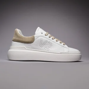 HAMMER - Sneakers a suola alta in pelle martellata con retro scamosciato e lacci Sabbia