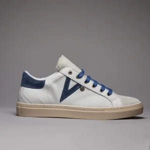OLYMPIC - Sneakers a suola bassa Bianca con retro e inserto Jeans