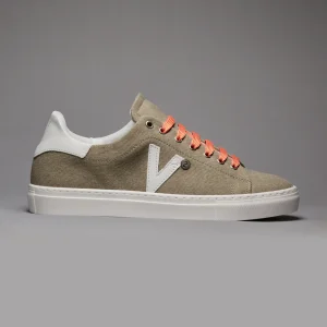 NUVOLA - Sneakers in tela Sabbia con lacci Arancio