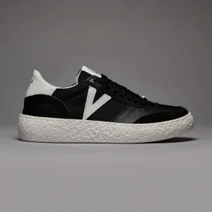 ATENA - Sneakers a suola bassa Nera con inserti gommati Bianchi