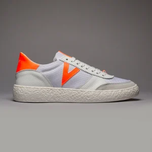 ATENA - Sneakers a suola bassa Bianca con inserti gommati Arancio Fluo