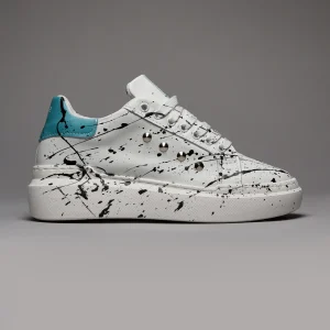 VEGA - Sneakers a suola alta retro Azzurro con borchie e schizzi di vernice