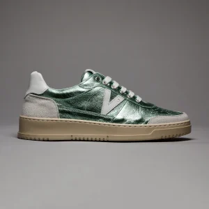 COLLEGE LAMÉ - Sneakers in pelle laminata Verde Salvia