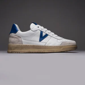 COLLEGE - Sneakers Bianca con retro e inserto Blu Royal