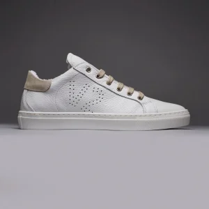 TENNIS - Sneakers a suola bassa Bianca con retro e lacci Sabbia