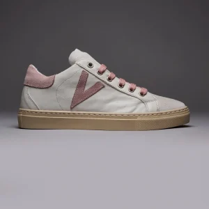 OLYMPIC - Sneakers Bianca con retro e inserto scamosciato Rosa Cipria
