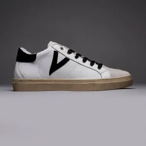 OLYMPIC - Sneakers a suola bassa Bianca con retro e inserto scamosciato Nero