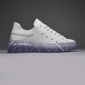GALAXY - Sneakers a suola alta trasparente retro Bianco con borchie e schizzi di vernice