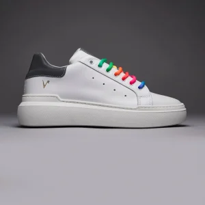 VEGA - Sneakers a suola alta Bianca con retro Catarifrangente e lacci Multicolor