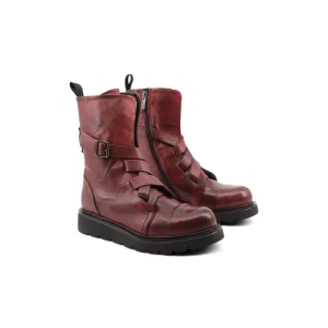 Biker boot in vera pelle da donna