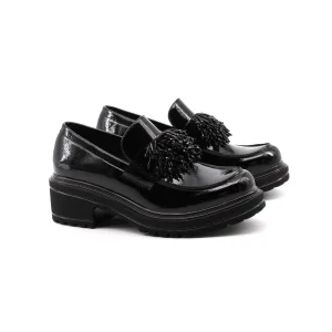 Mocassino donna in vernice con perline