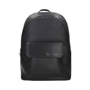 Armani Exchange zaino blu navy uomo effetto lucido con tasca frontale